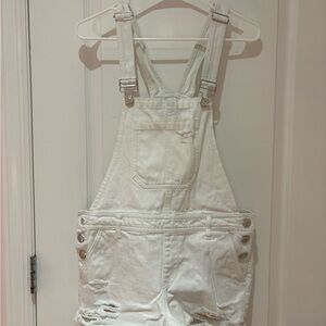Women's White Denim Overalls